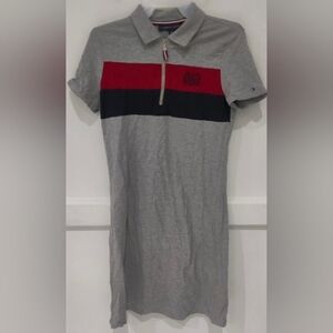 Tommy Hilfiger Gray Short Sleeve Athletic Polo Dress with Logo Accent, Sz S!
